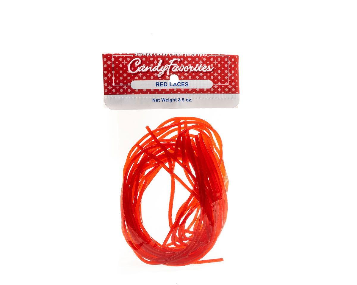Red Strawberry Licorice Laces 3 Ounce Peg Bags - CandyFavorites
